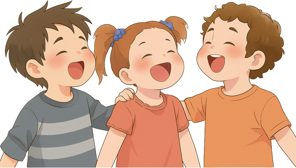 3 enfants chantent ensemble